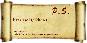 Preiszig Soma névjegykártya